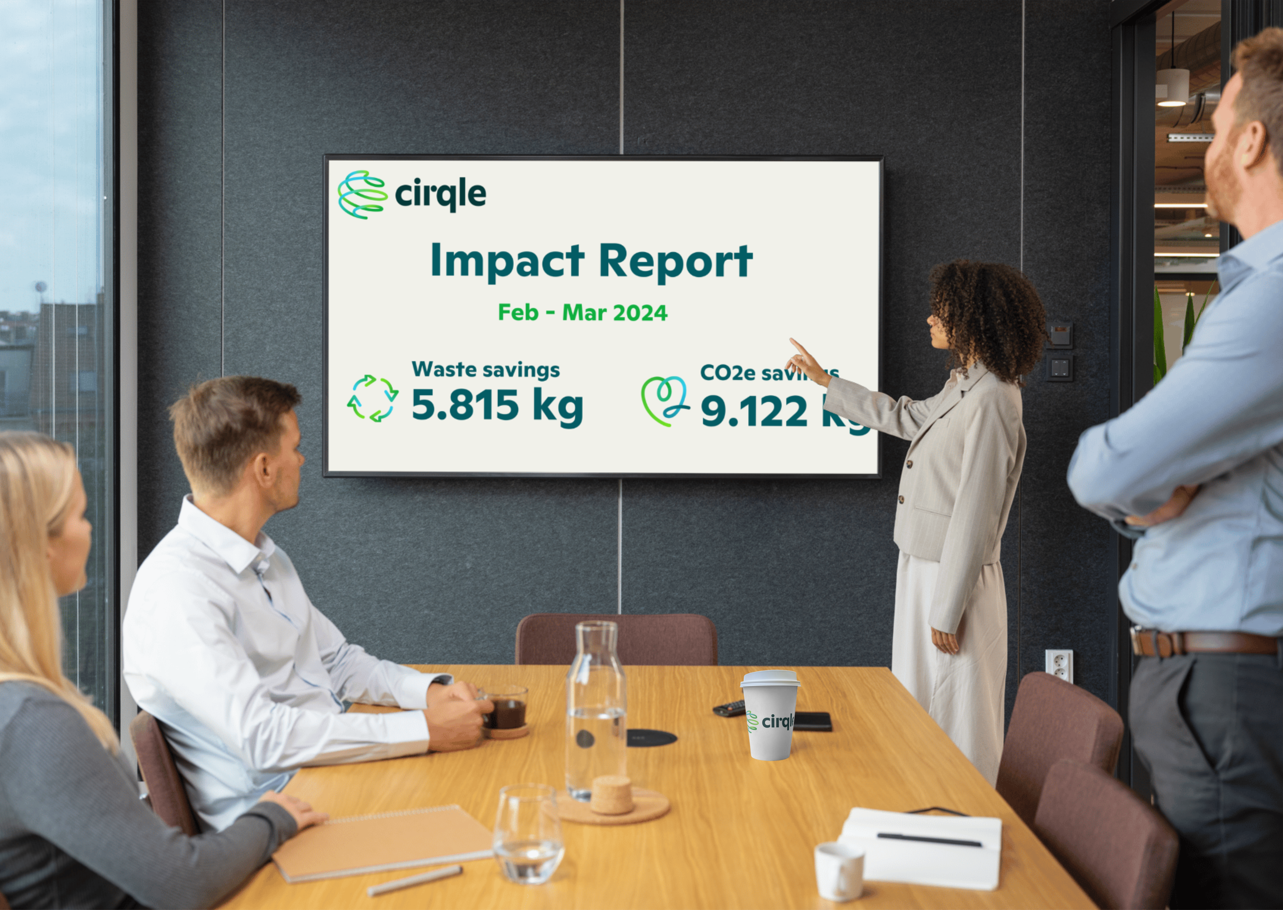 Cirqle impact report for clients to assess der waste and co2e savings